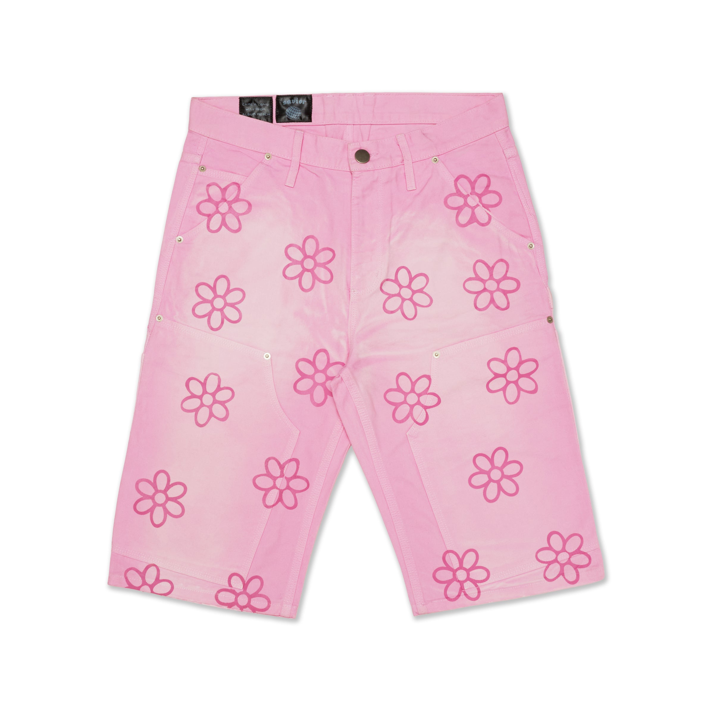 Savior Flower Denim Shorts Pink